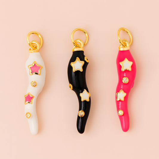 Enamel Star Italian Horn Charm