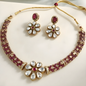 Pink Moissanite Diamond Choker Necklace Set