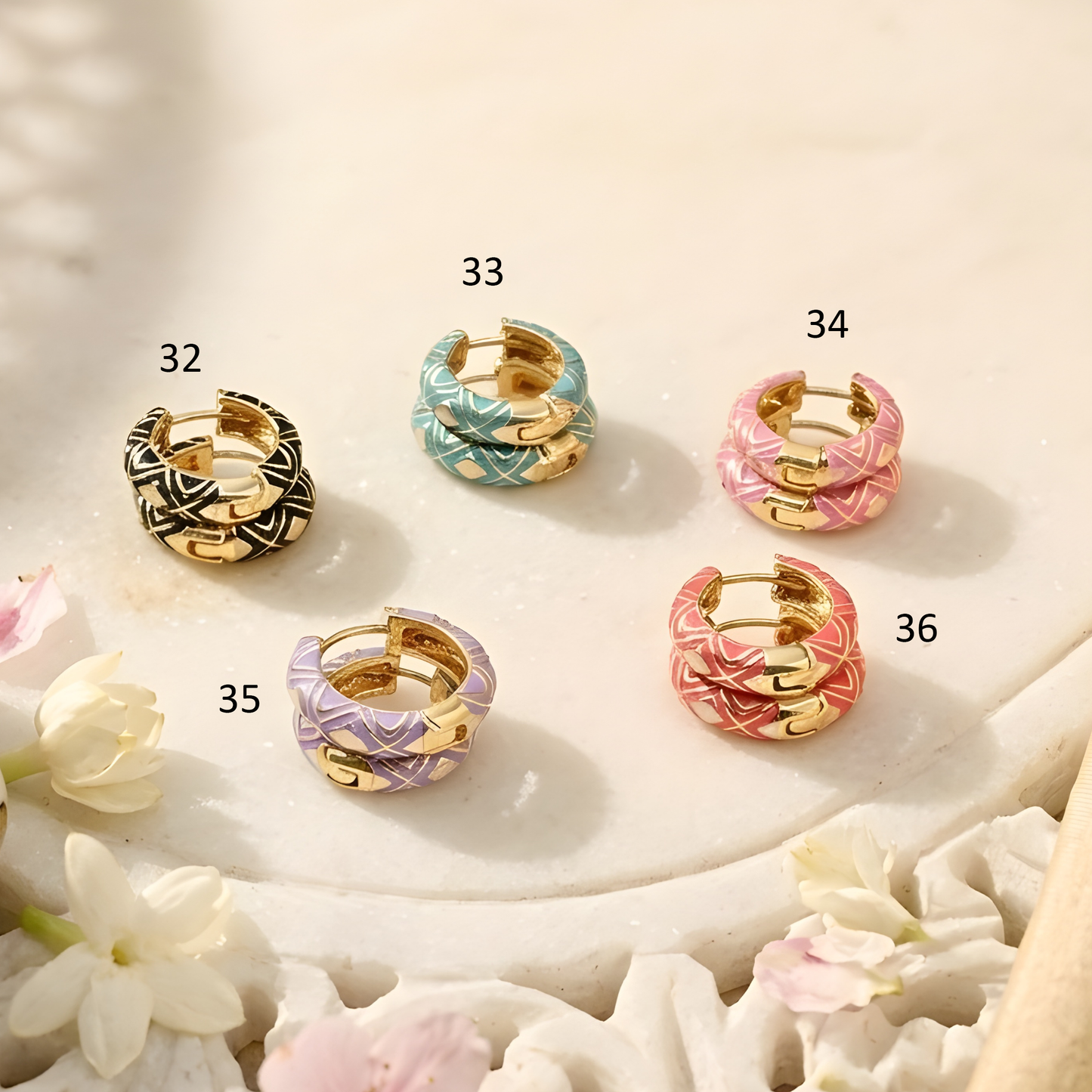 Colorful Enamel Hoop Earrings for Women