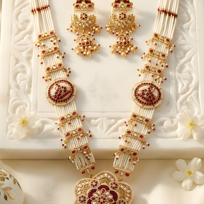 Temple Lakshmi Beaded Long Haar with Earrings