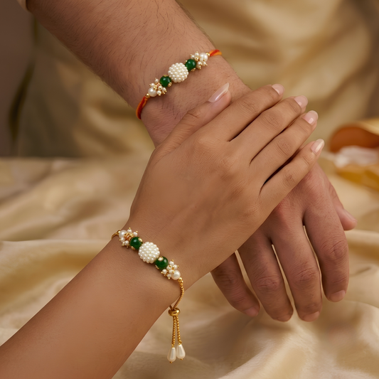 Pearl Rakhi Combo Set For Bhaiya Bhabhi