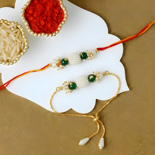 Pearl Rakhi Combo Set For Bhaiya Bhabhi