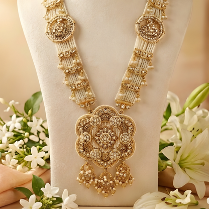 Temple Lakshmi Beaded Long Haar with Earrings