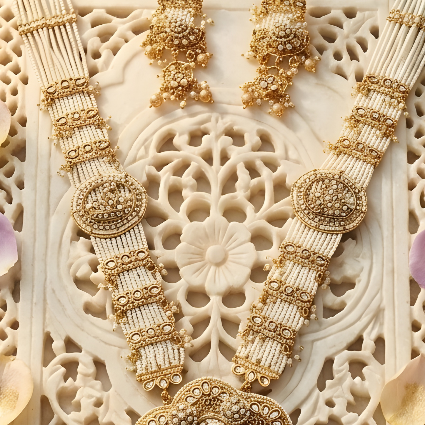 Temple Lakshmi Beaded Long Haar with Earrings