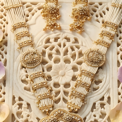 Temple Lakshmi Beaded Long Haar with Earrings