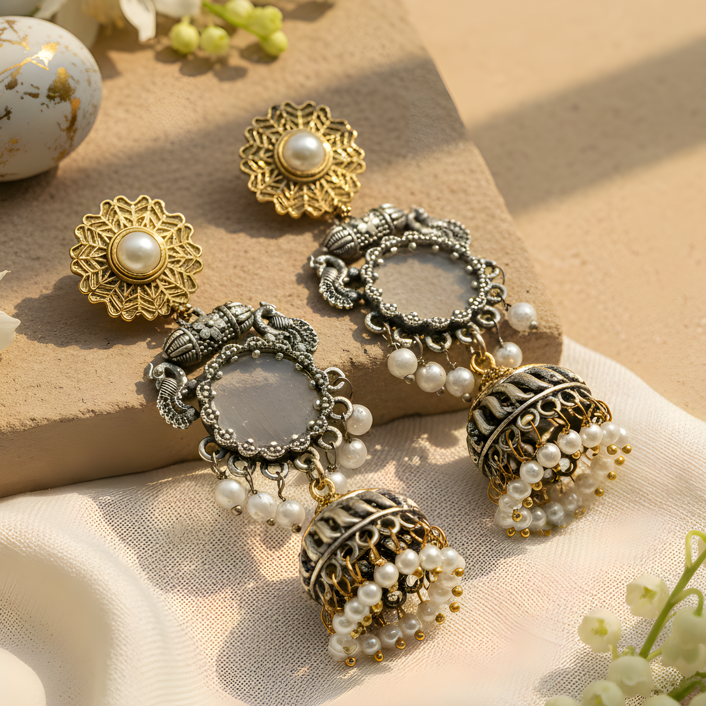 Antique Gold Jhumka Earrings