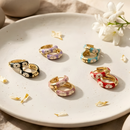 Colorful Enamel Hoop Earrings for Women