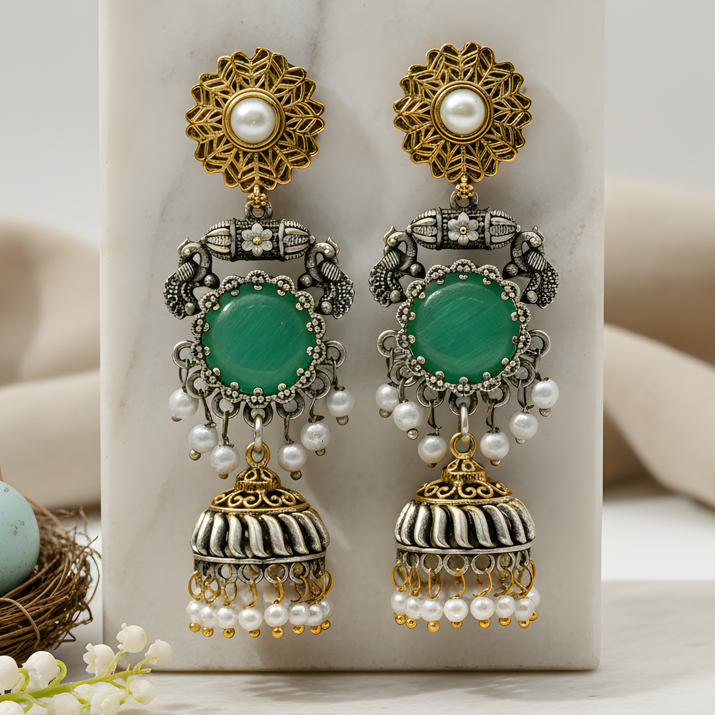 Antique Gold Jhumka Earrings