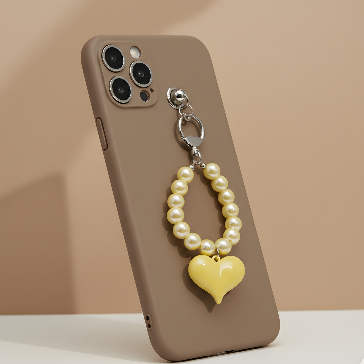 Yellow Pearl Heart Charm For Phone & Bags