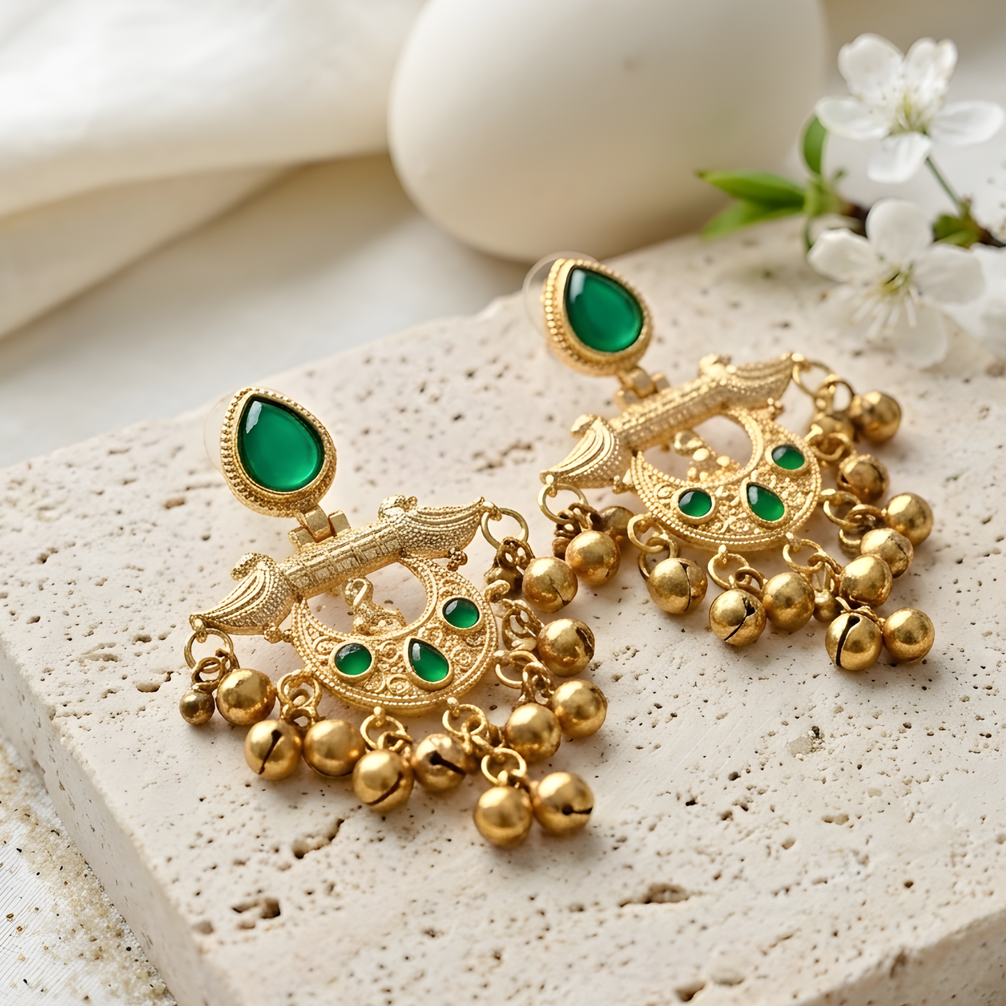 Chandbali Ghungroo Drop Earrings