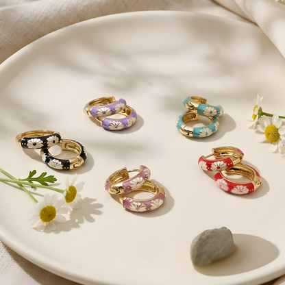 Colorful Enamel Hoop Earrings for Women
