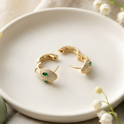 Snake Design Enamel Hoop Earrings