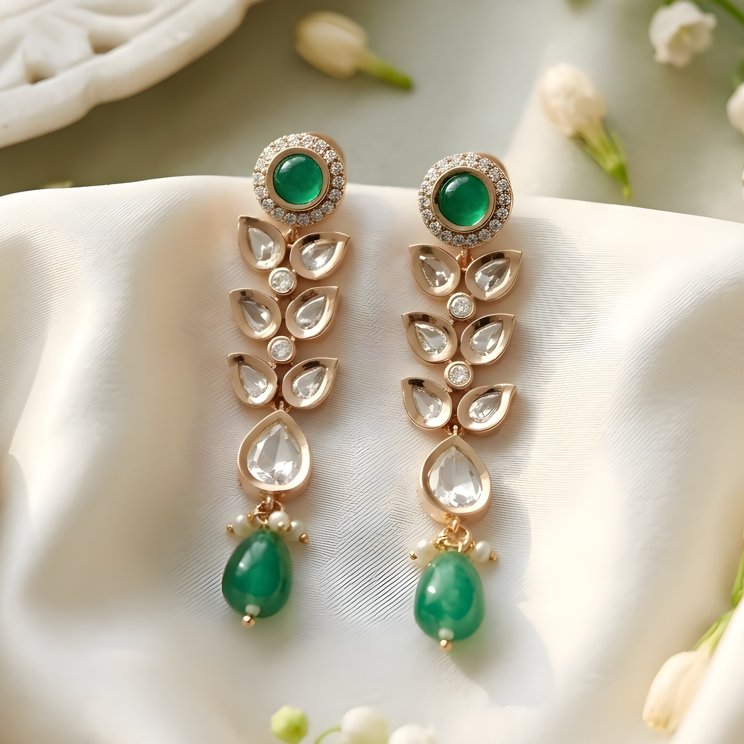 Green Emerald Bridal Jewelry Necklace Set