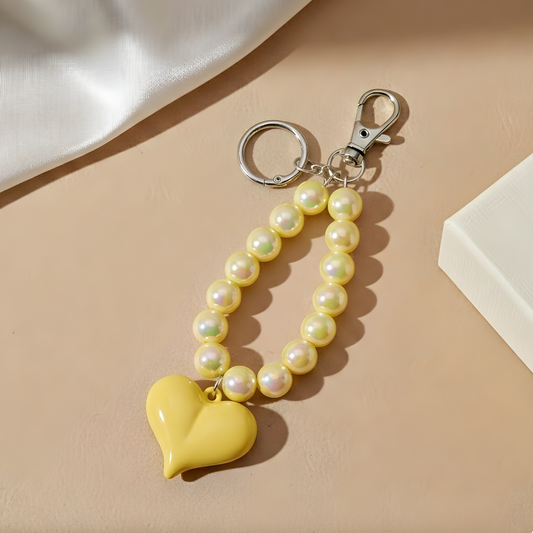 Yellow Pearl Heart Charm For Phone & Bags