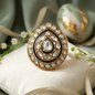 Green Kundan Polki Teardrop Adjustable Ring