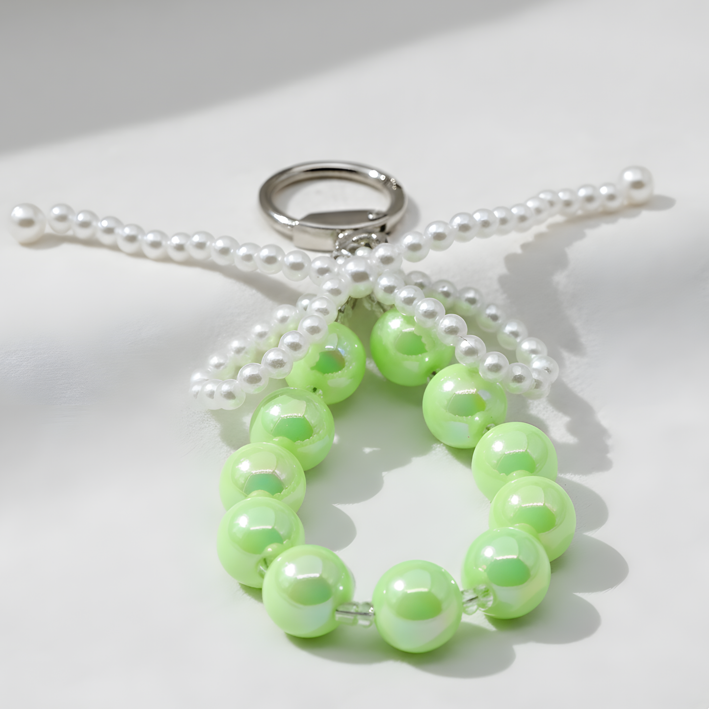 Pearl & Neon Green Beaded Charm