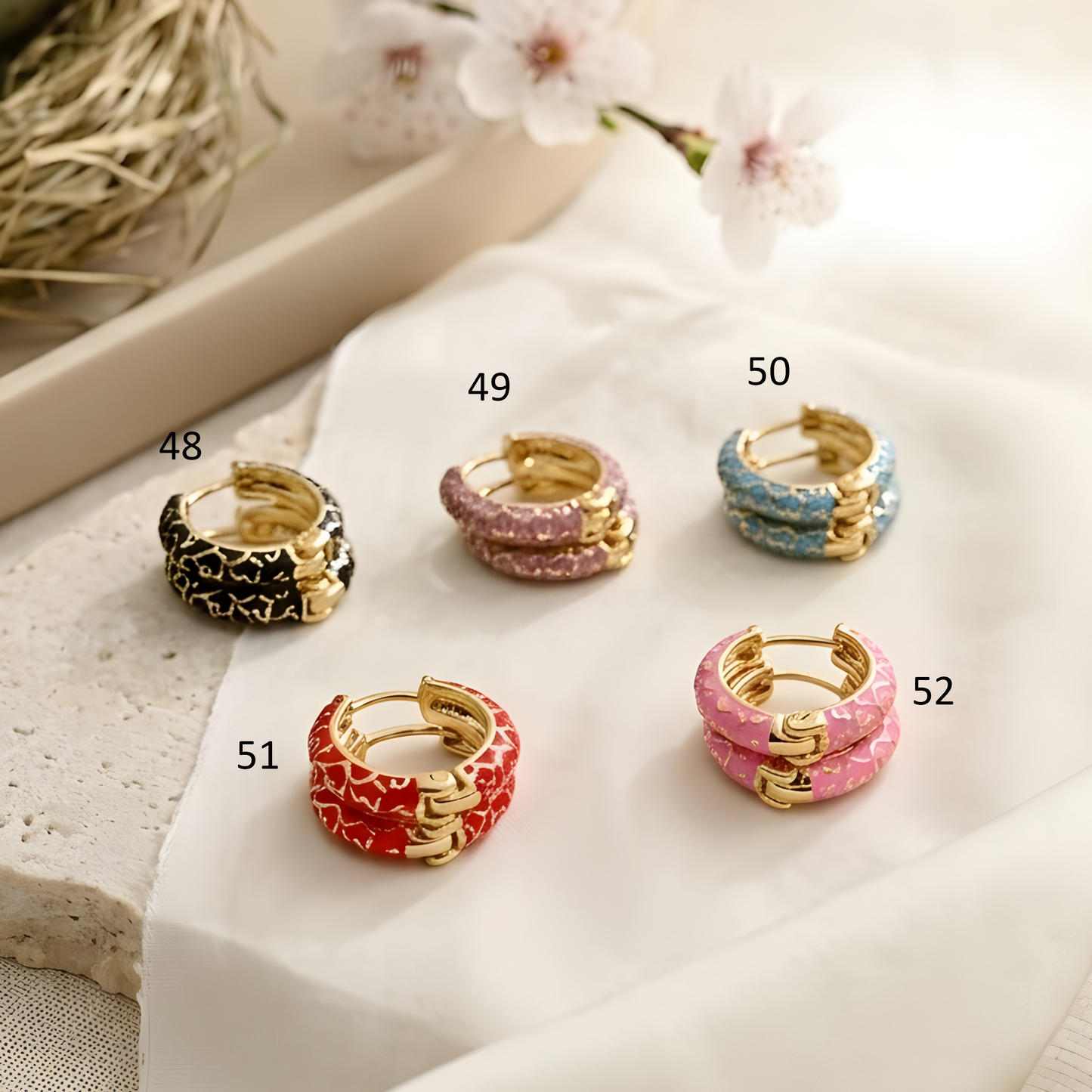 Colorful Enamel Hoop Earrings for Women