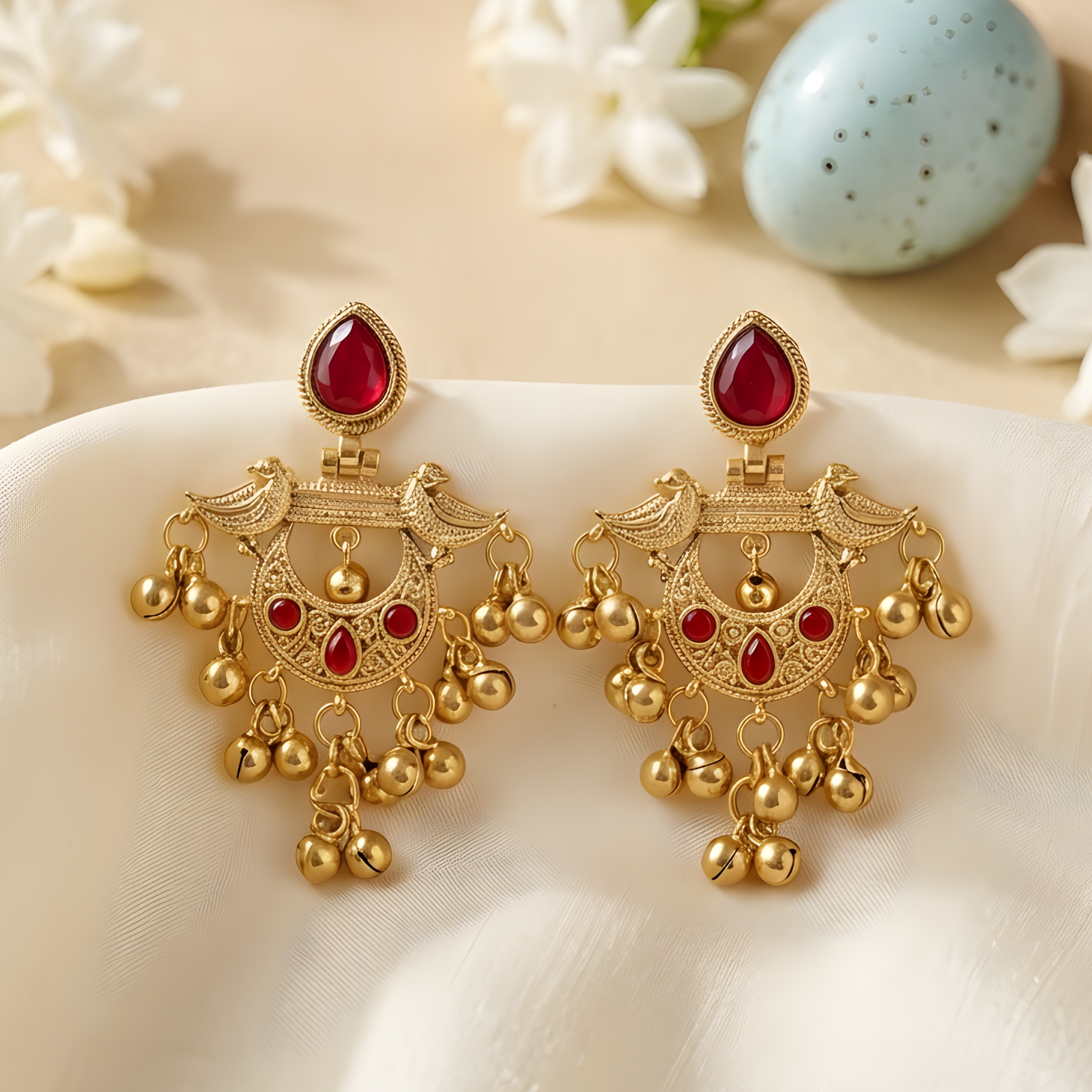 Chandbali Ghungroo Drop Earrings