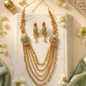 Handmade Layered Necklace Set With Meenakari Earrings