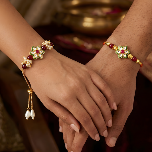 Green Meenakari Rakhi with Lumba Set