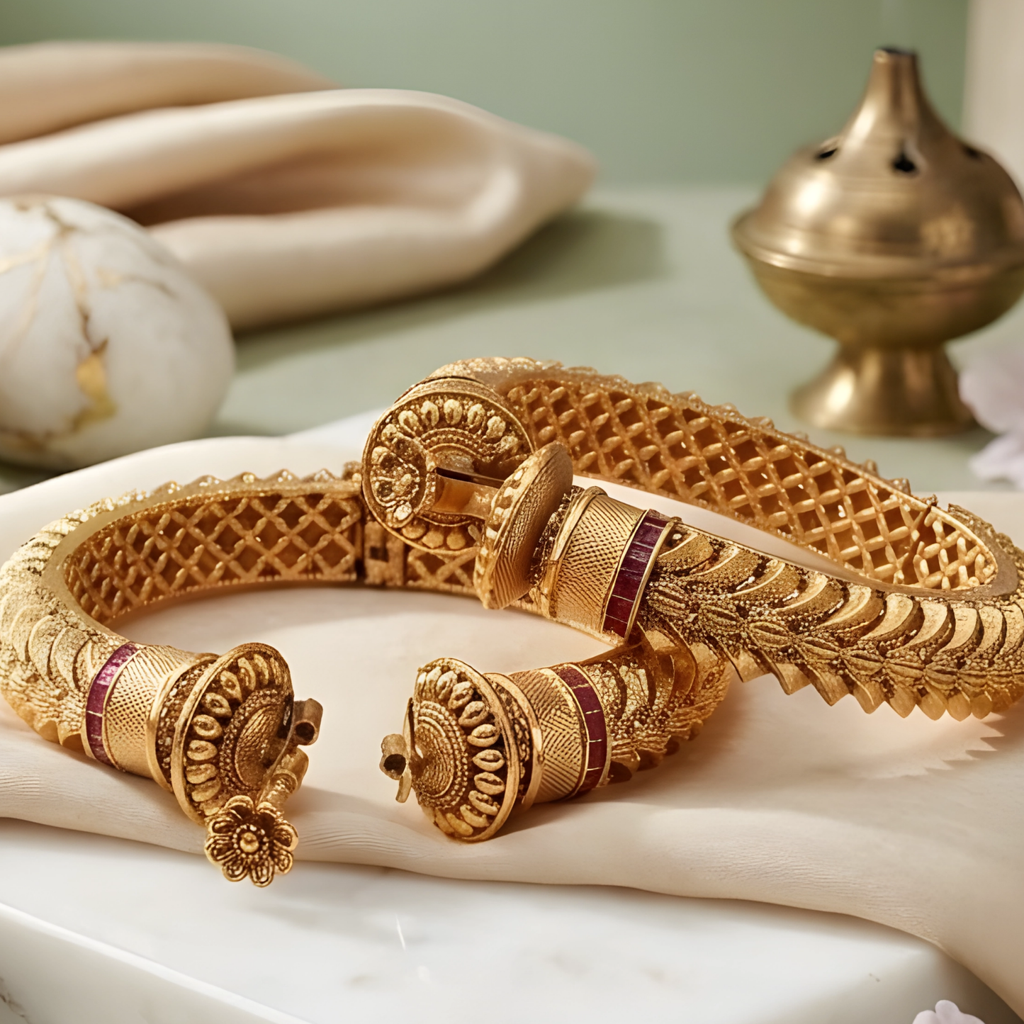 Floral Temple Kada Bangles