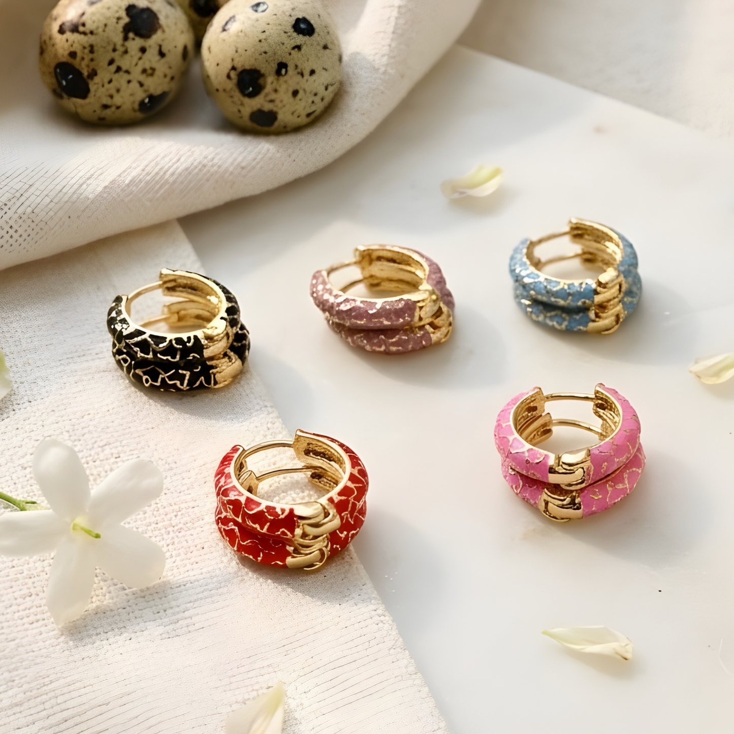 Colorful Enamel Hoop Earrings for Women