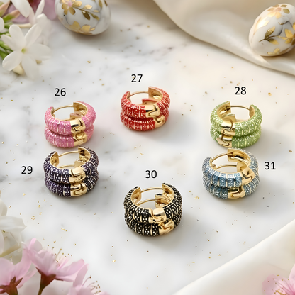 Colorful Enamel Hoop Earrings for Women