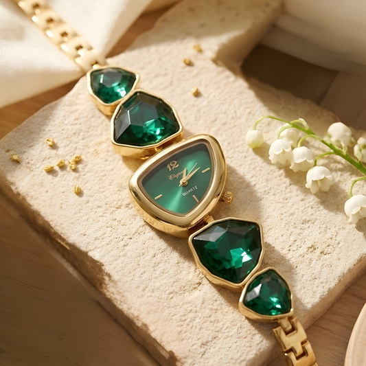 Gold Toned Crystal Bracelet Watch