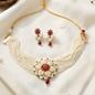 Traditional Rajwadi Pearl Choker Necklace Set