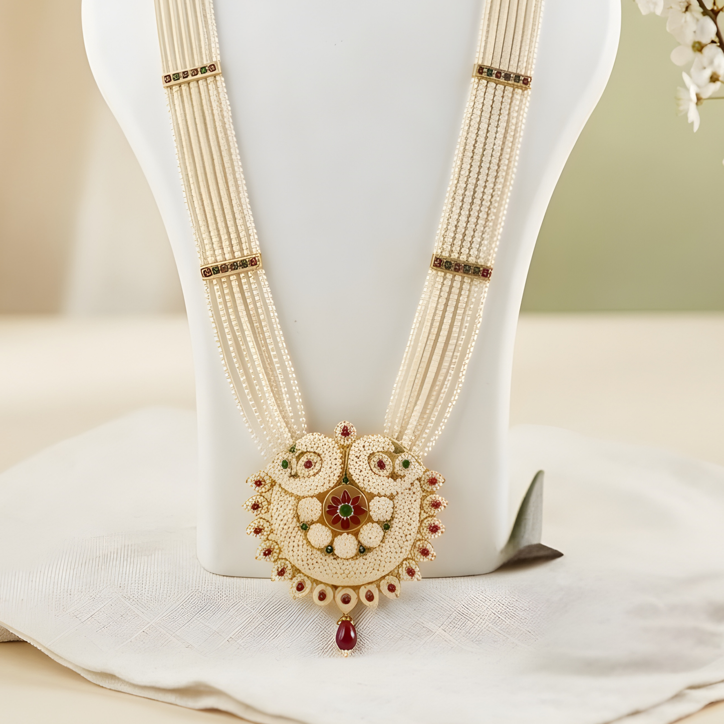 Rani Haar Necklace with Peacock Pendant