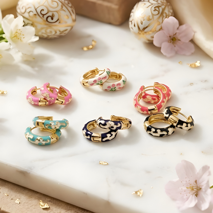 Colorful Enamel Hoop Earrings for Women