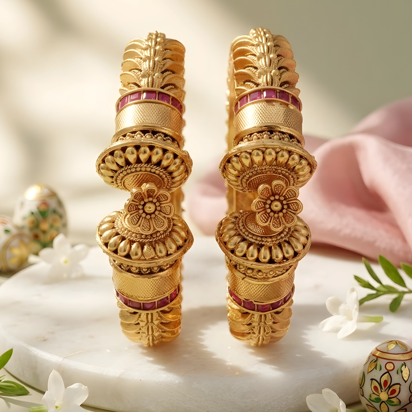 Floral Temple Kada Bangles