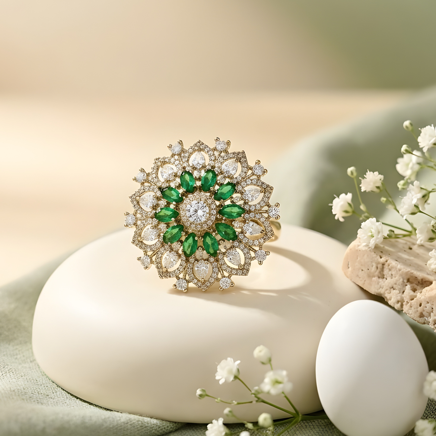 Flower Halo Engagement Ring