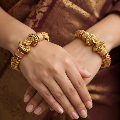 Floral Temple Kada Bangles