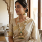 Long Pearl Necklace Set with Big Earrings