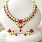Traditional Rajwadi Pearl Choker Set with Earrings