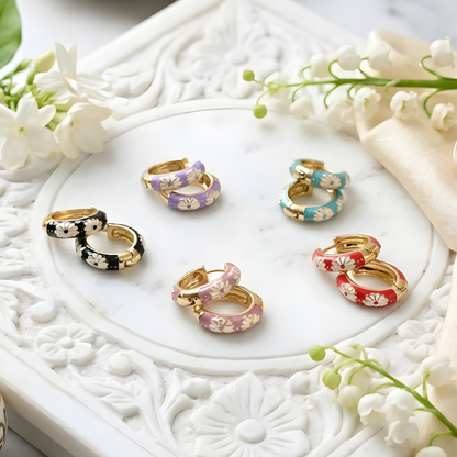Colorful Enamel Hoop Earrings for Women