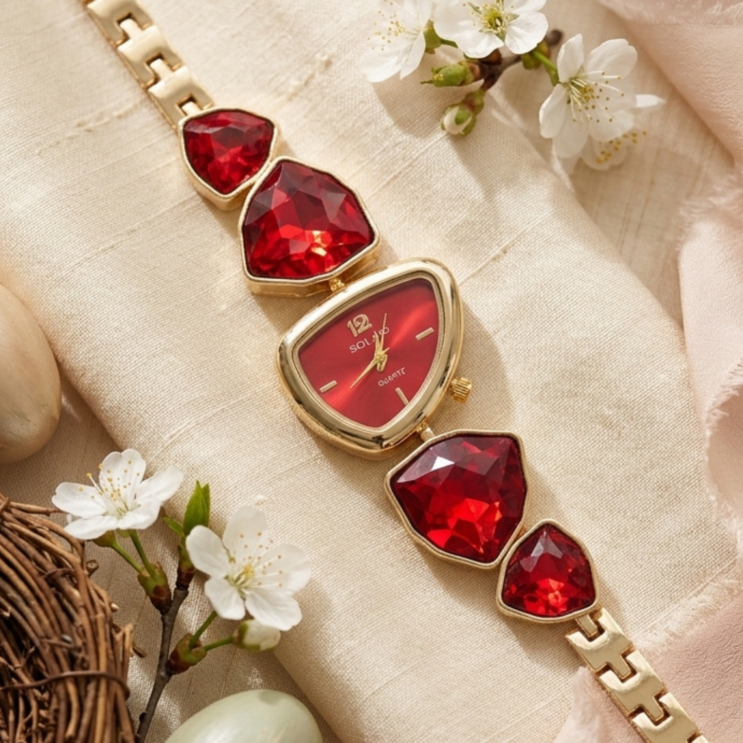 Gold Toned Crystal Bracelet Watch