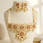 Handcrafted Pearl Choker Necklace Set with Matching Earrings