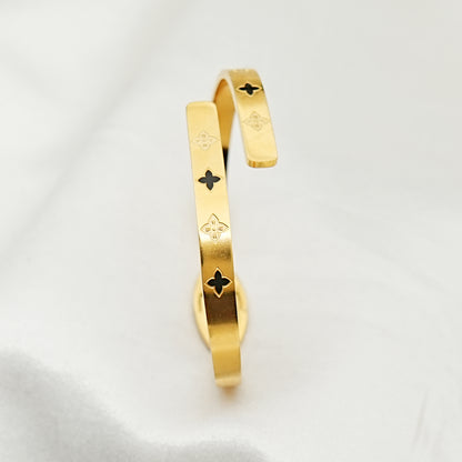 Gold Clover Open Cuff Bracelet