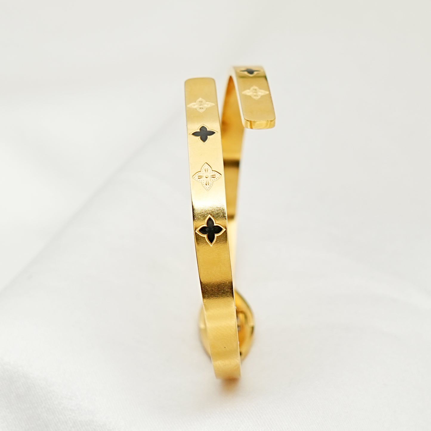 Gold Clover Open Cuff Bracelet