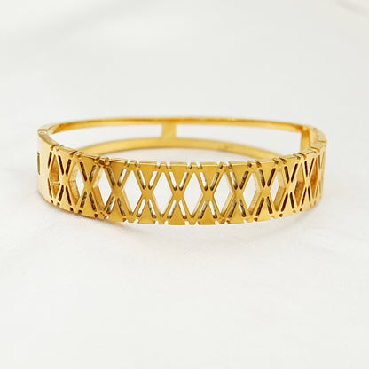 Geometric Cutout Gold Plated Bracelet