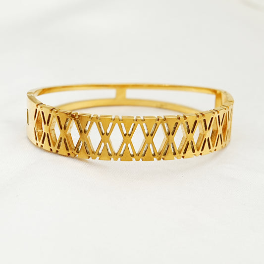 Geometric Cutout Gold Plated Bracelet
