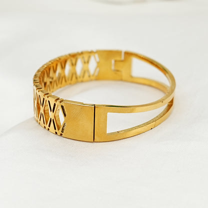 Geometric Cutout Gold Plated Bracelet