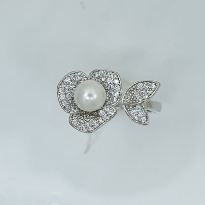 Silver Plated Open Flower Ring