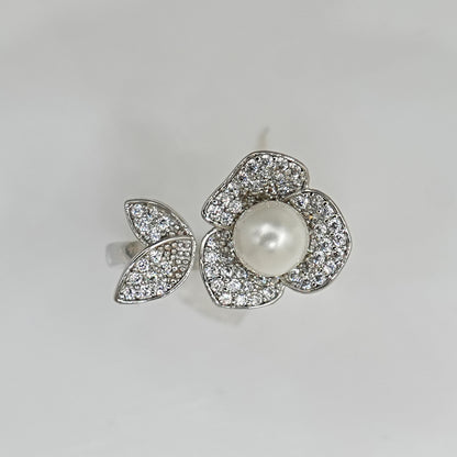 Silver Plated Open Flower Ring