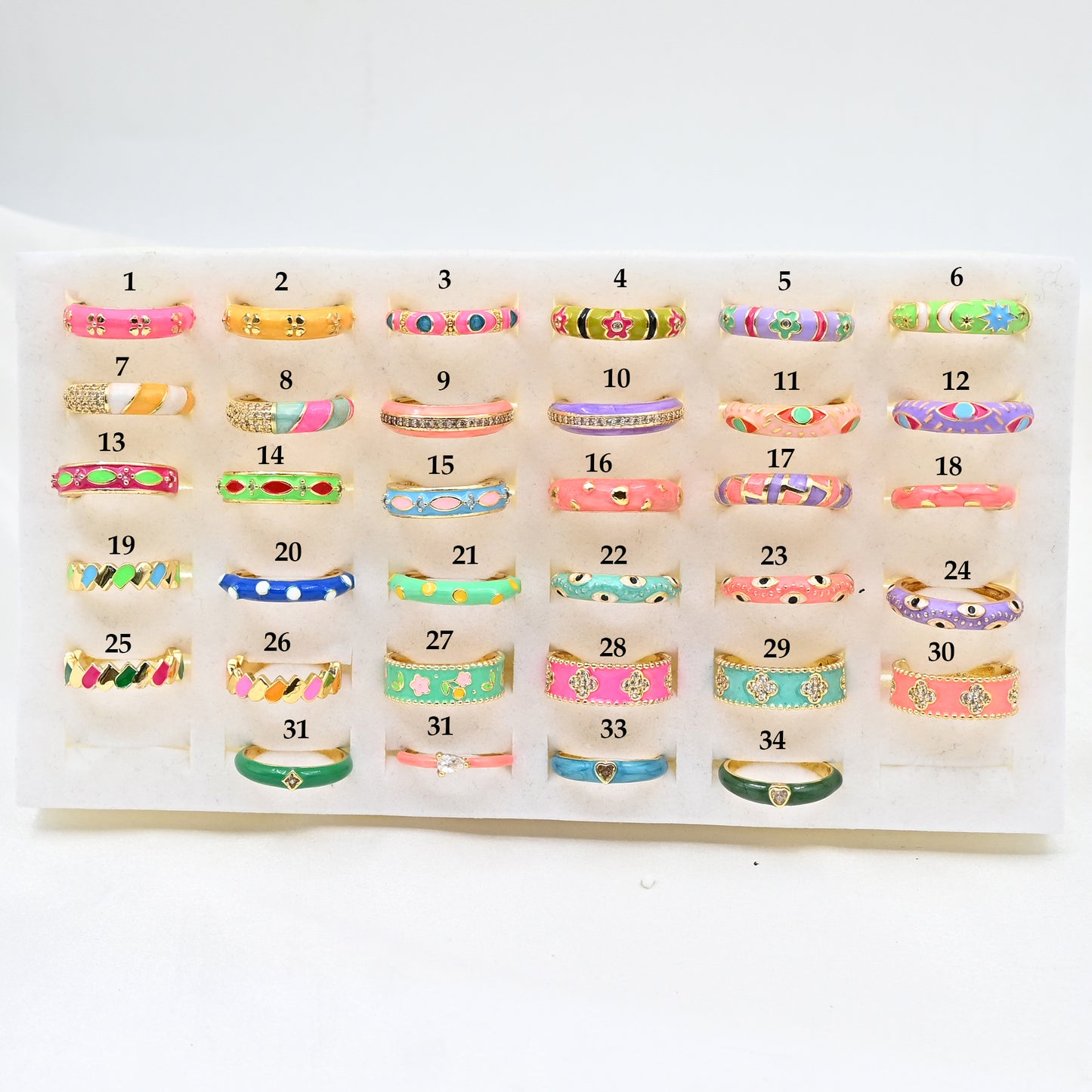 Colorful Enamel Band Rings