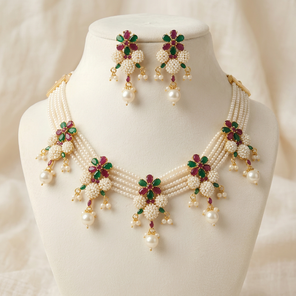Floral Pearl Jewelry Set