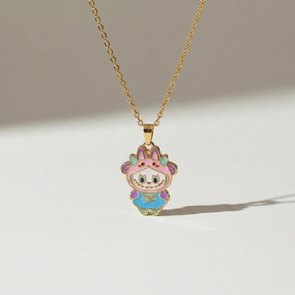 Kawaii Enamel Character Pendant Necklace