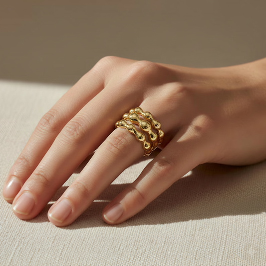 Bold Gold Wave Band Ring